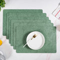 Green Embossed Hibiscus Rectangular Placemats Set Of 6 Nestasia