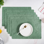 Green Embossed Hibiscus Rectangular Placemats Set Of 6 Nestasia