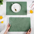 Green Embossed Hibiscus Rectangular Placemats Set Of 6 Nestasia