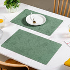 Green Embossed Hibiscus Rectangular Placemats Set Of 6 Nestasia