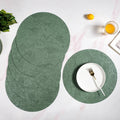 Green Embossed Hibiscus Round Placemats Set Of 6 Nestasia