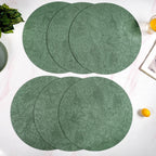 Green Embossed Hibiscus Round Placemats Set Of 6 Nestasia