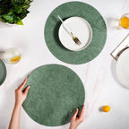 Green Embossed Hibiscus Round Placemats Set Of 6 Nestasia