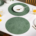 Green Embossed Hibiscus Round Placemats Set Of 6 Nestasia