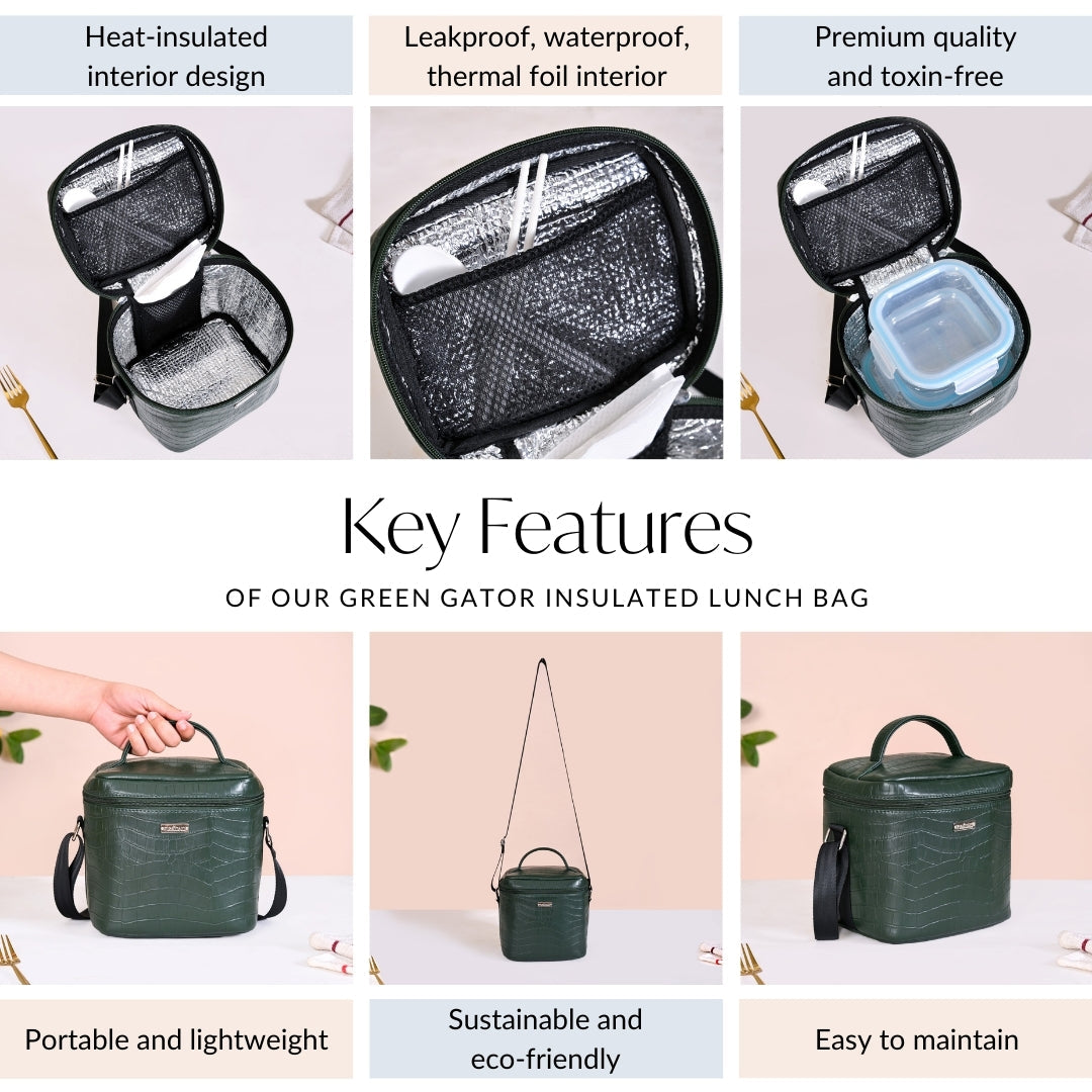 Luxe Insulated Lunch Bag Green Nestasia