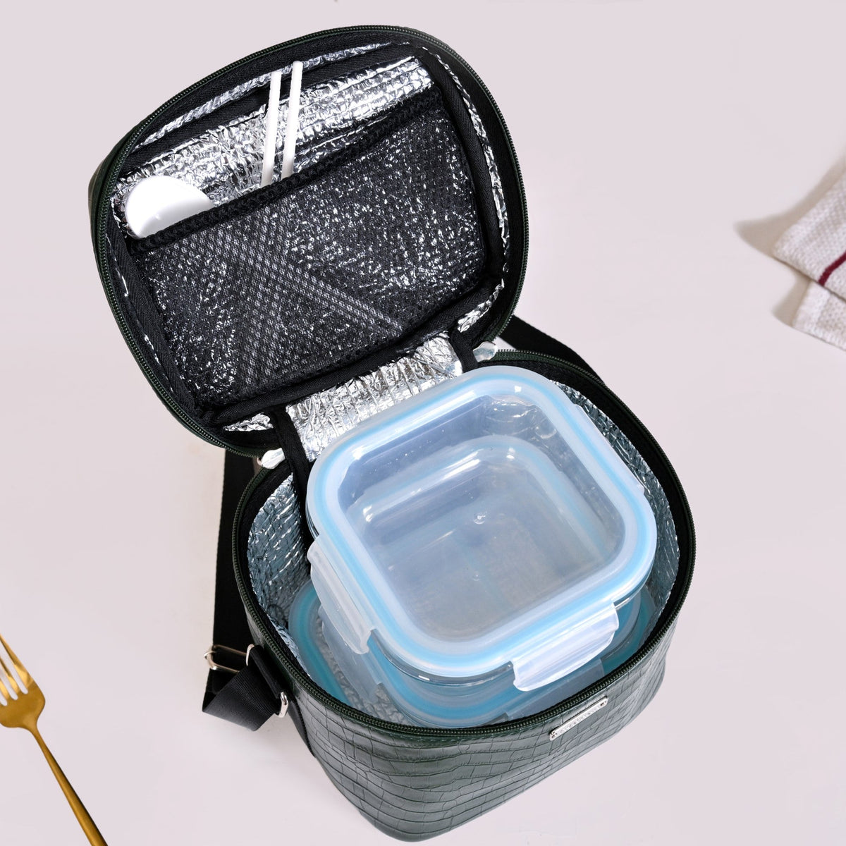 Luxe Insulated Lunch Bag Green Nestasia