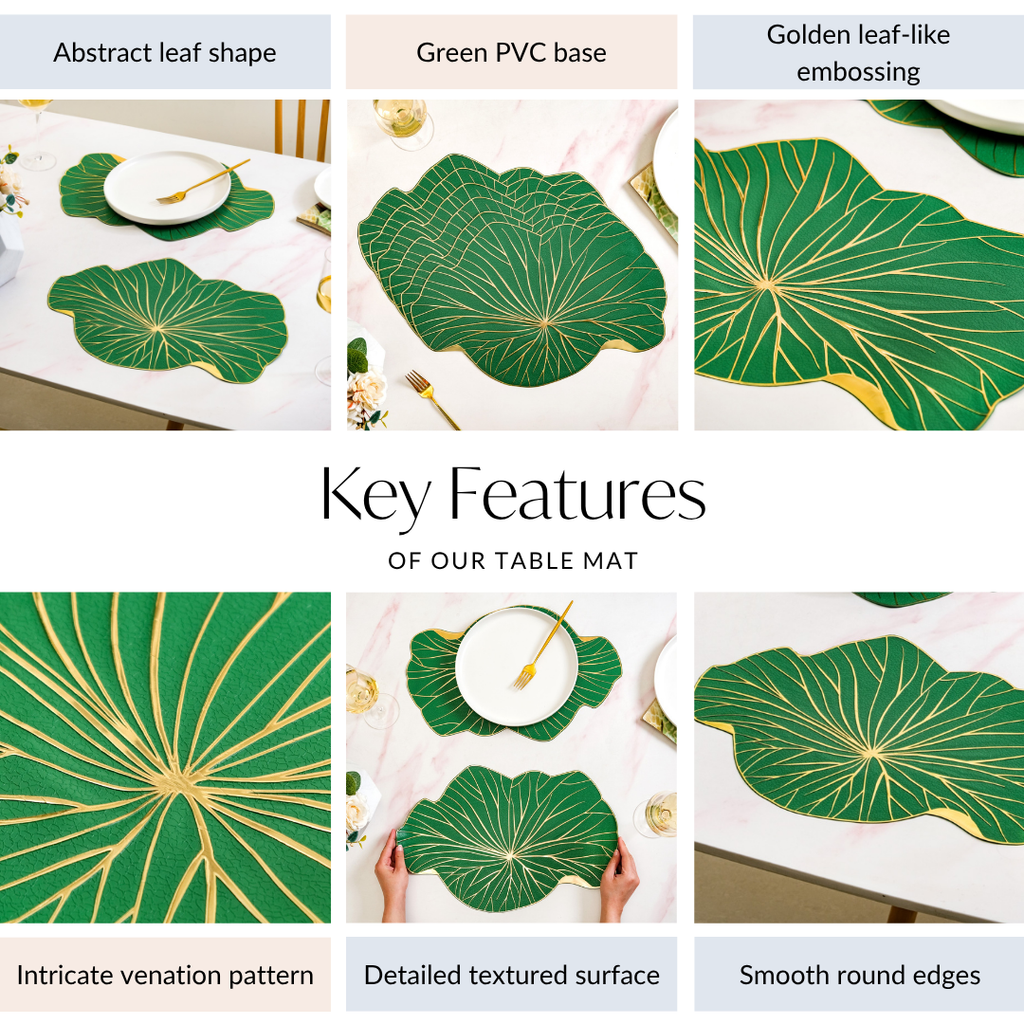 Lily Pad Placemats For Dining Table Green Set Of 6 Nestasia
