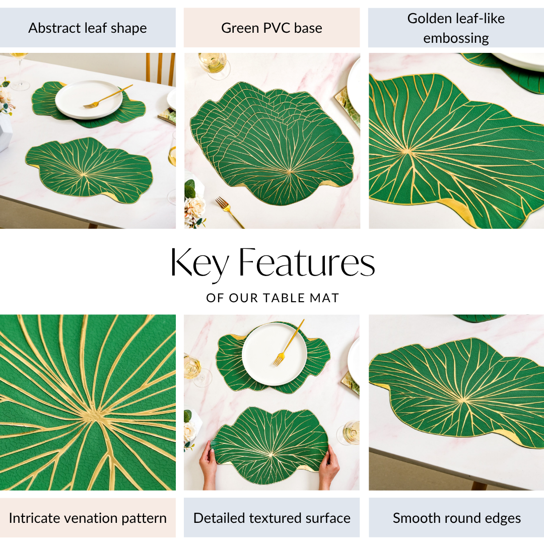 Lily Pad Placemats For Dining Table Green Set Of 6 Nestasia