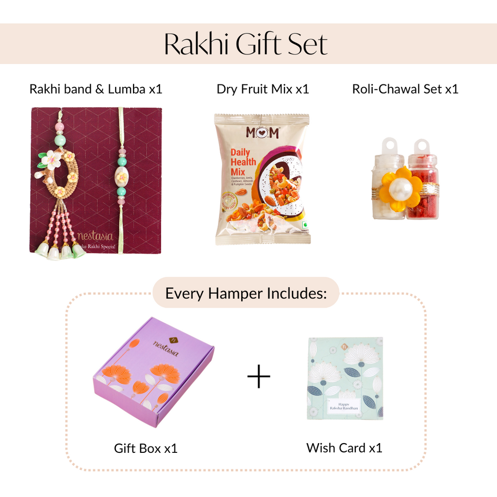 Green Harmony Rakhi Lumba Gift Set Nestasia