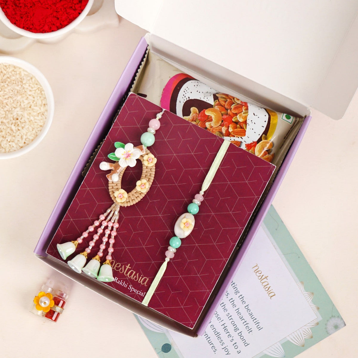 Green Harmony Rakhi Lumba Gift Set Nestasia
