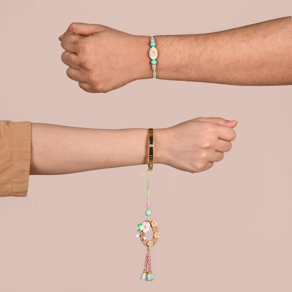 Green Harmony Rakhi Lumba Gift Set Nestasia