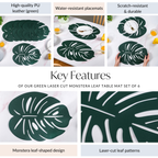 Green Laser Cut Monstera Leaf Table Mat Set Of 6 Nestasia