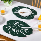 Green Laser Cut Monstera Leaf Table Mat Set Of 6 Nestasia