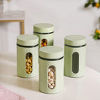 Winnie Green Glass Jar With Window Set Of 4 1000ml Nestasia
