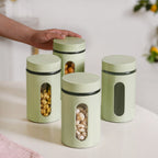 Winnie Green Glass Jar With Window Set Of 4 1000ml Nestasia