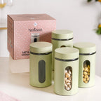 Winnie Green Glass Jar With Window Set Of 4 1000ml Nestasia