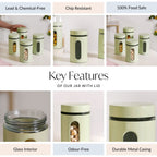 Winnie Green Glass Jar With Window Set Of 4 1000ml Nestasia