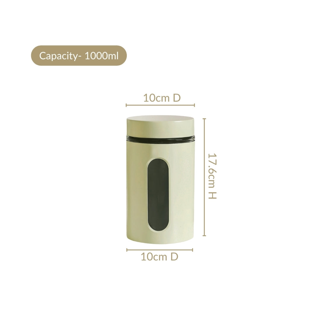 Winnie Green Glass Jar With Window Set Of 4 1000ml Nestasia