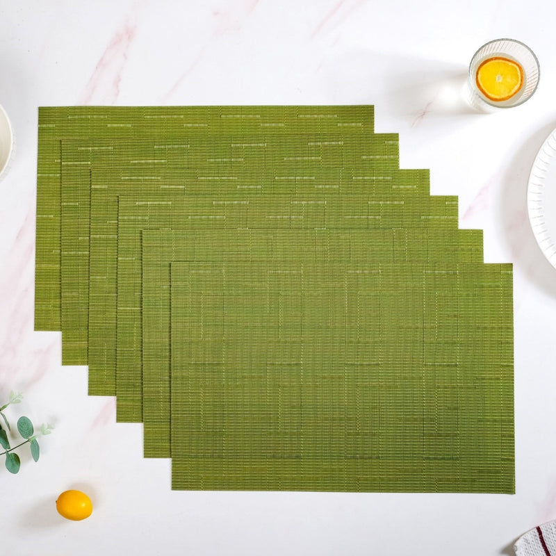 Green Textured Easy Clean Tablemat Set Of 6 Nestasia
