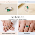 Green Stone Geometric Ring Nestasia