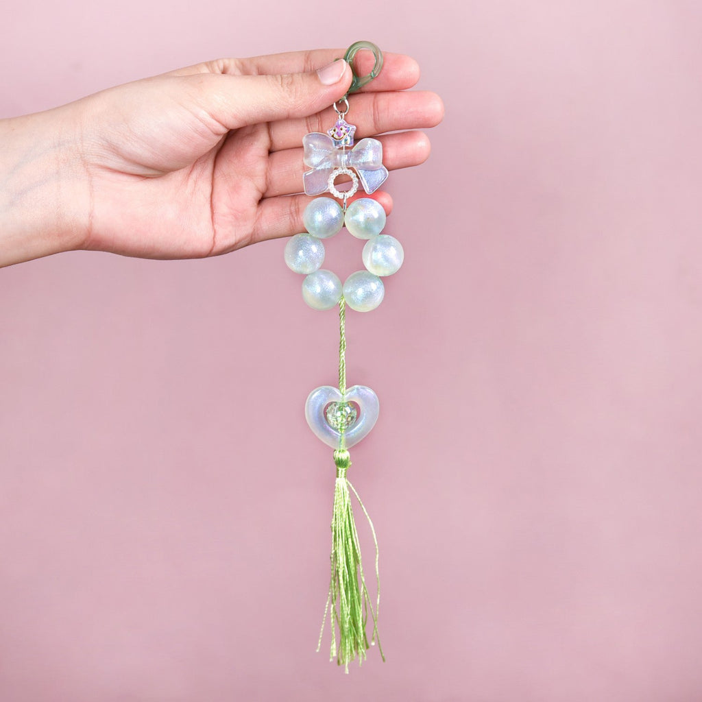 Green Tassel Heart Charm Keychain Nestasia