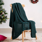 Green Cable Knitted Pure Cotton Soft Throw Blanket Nestasia