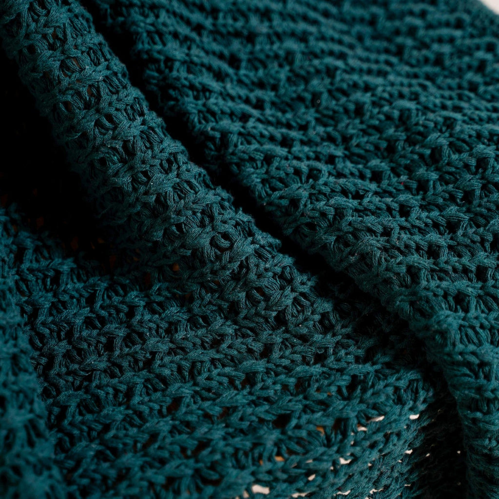 Green Cable Knitted Pure Cotton Soft Throw Blanket Nestasia