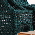 Green Cable Knitted Pure Cotton Soft Throw Blanket Nestasia