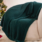 Green Cable Knitted Pure Cotton Soft Throw Blanket Nestasia