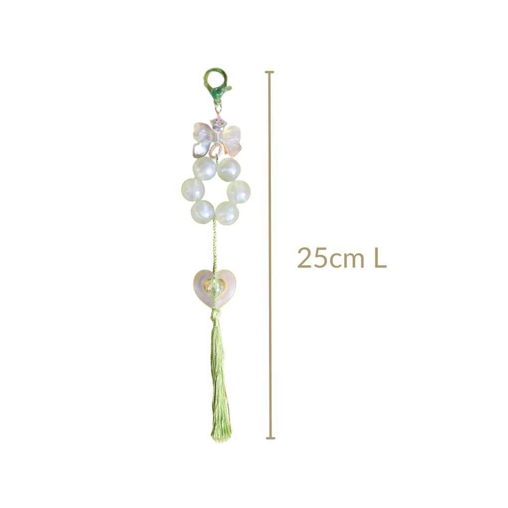 Green Tassel Heart Charm Keychain Nestasia
