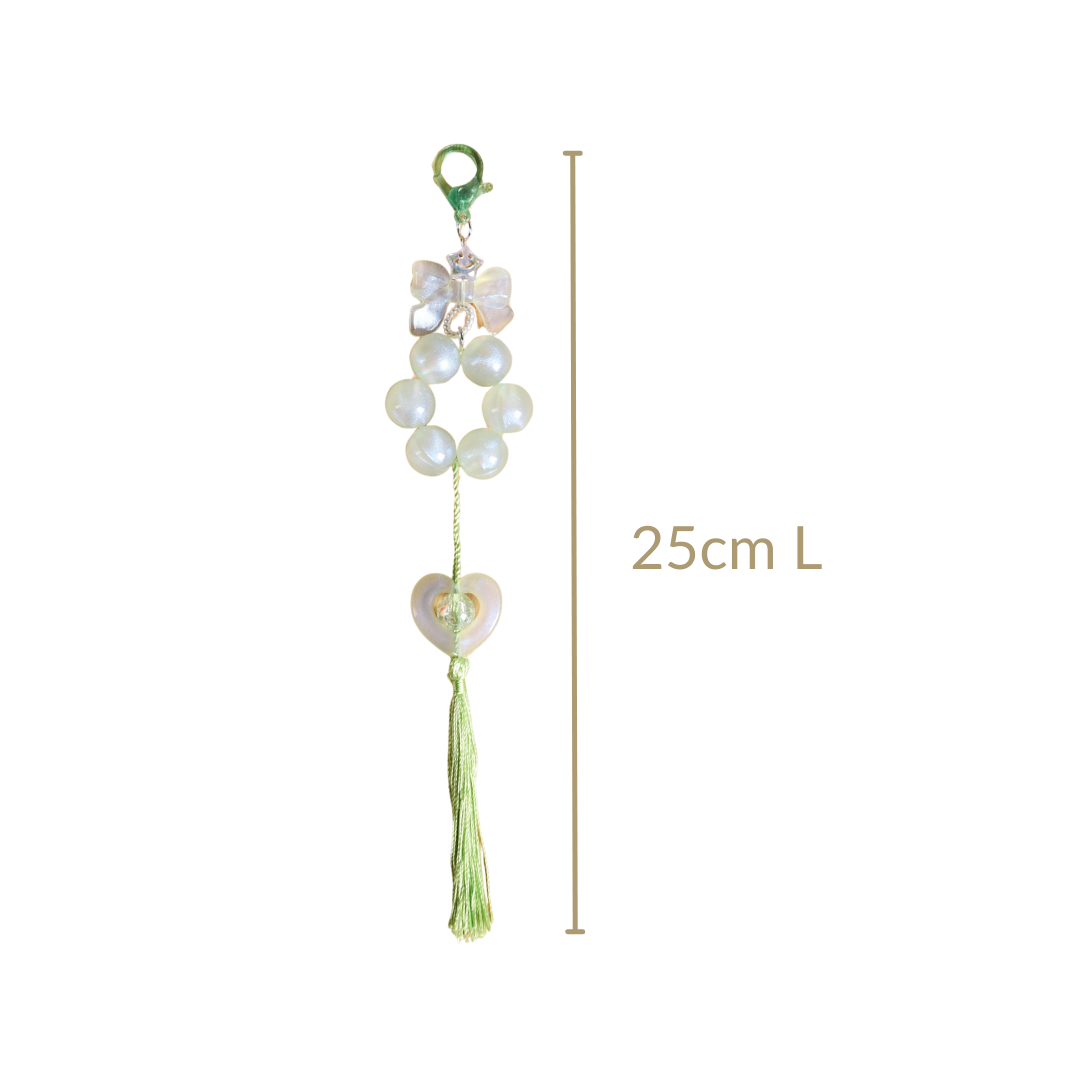 Green Tassel Heart Charm Keychain Nestasia