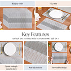Grey Toned And Textured Mat Set Of 6 Nestasia