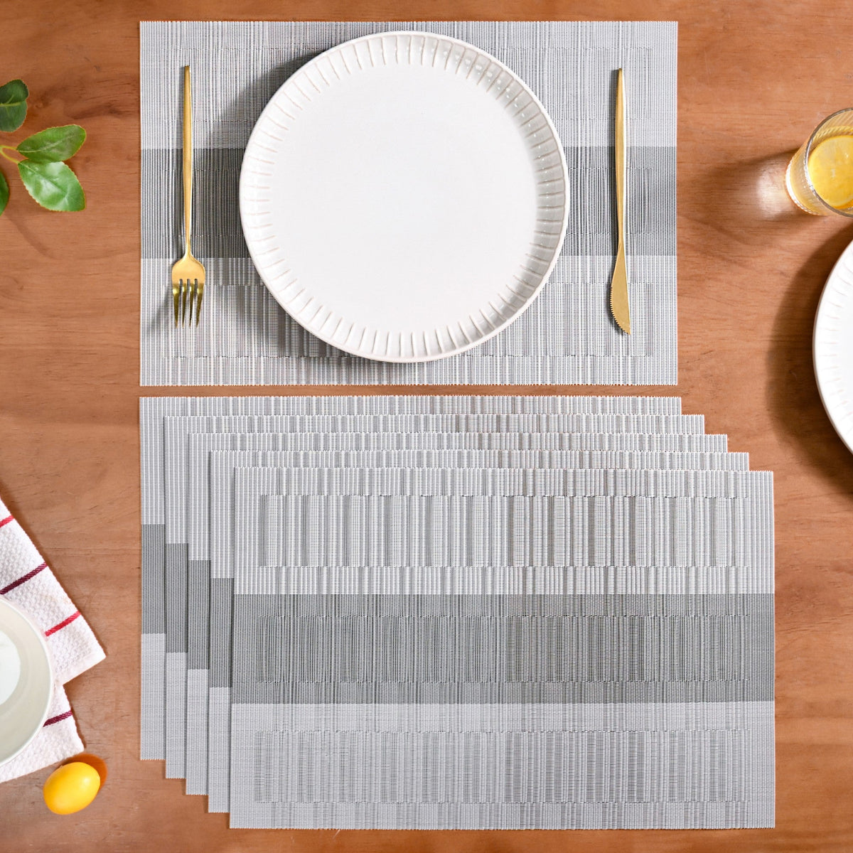 Grey Toned And Textured Mat Set Of 6 Nestasia