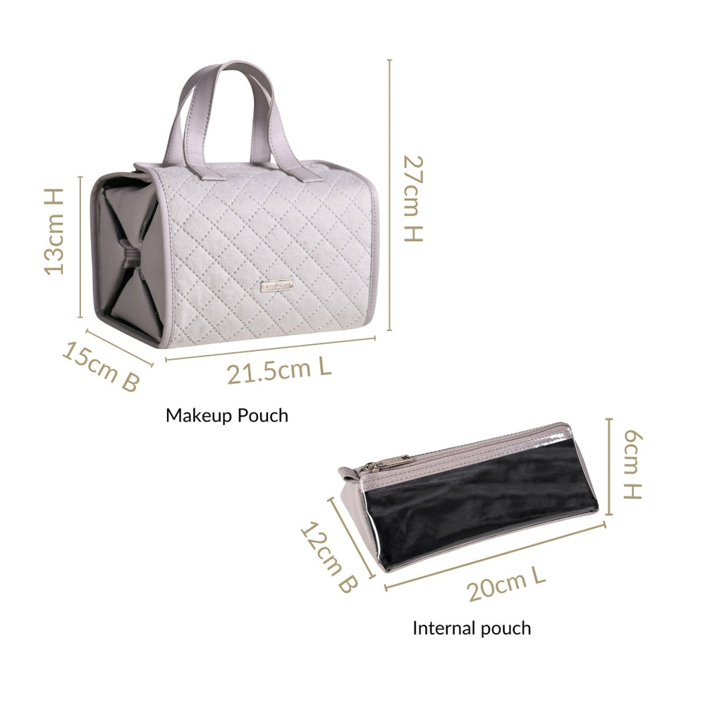 Roll Up Grey Vanity Makeup Pouch Nestasia