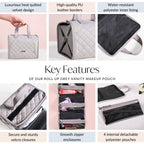 Roll Up Grey Vanity Makeup Pouch Nestasia