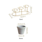TerraGold Triple Planter With Gold Metal Stand Nestasia