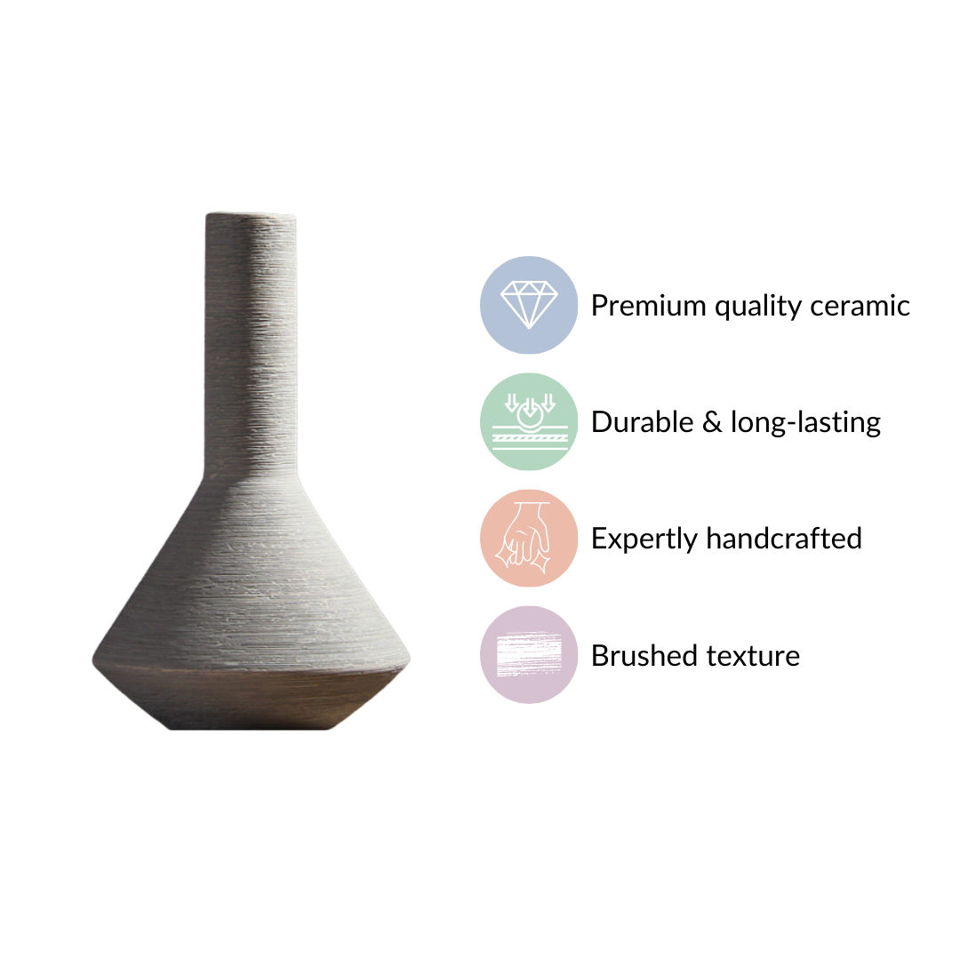 Brushed Texture Scandinavian Vase Grey Nestasia
