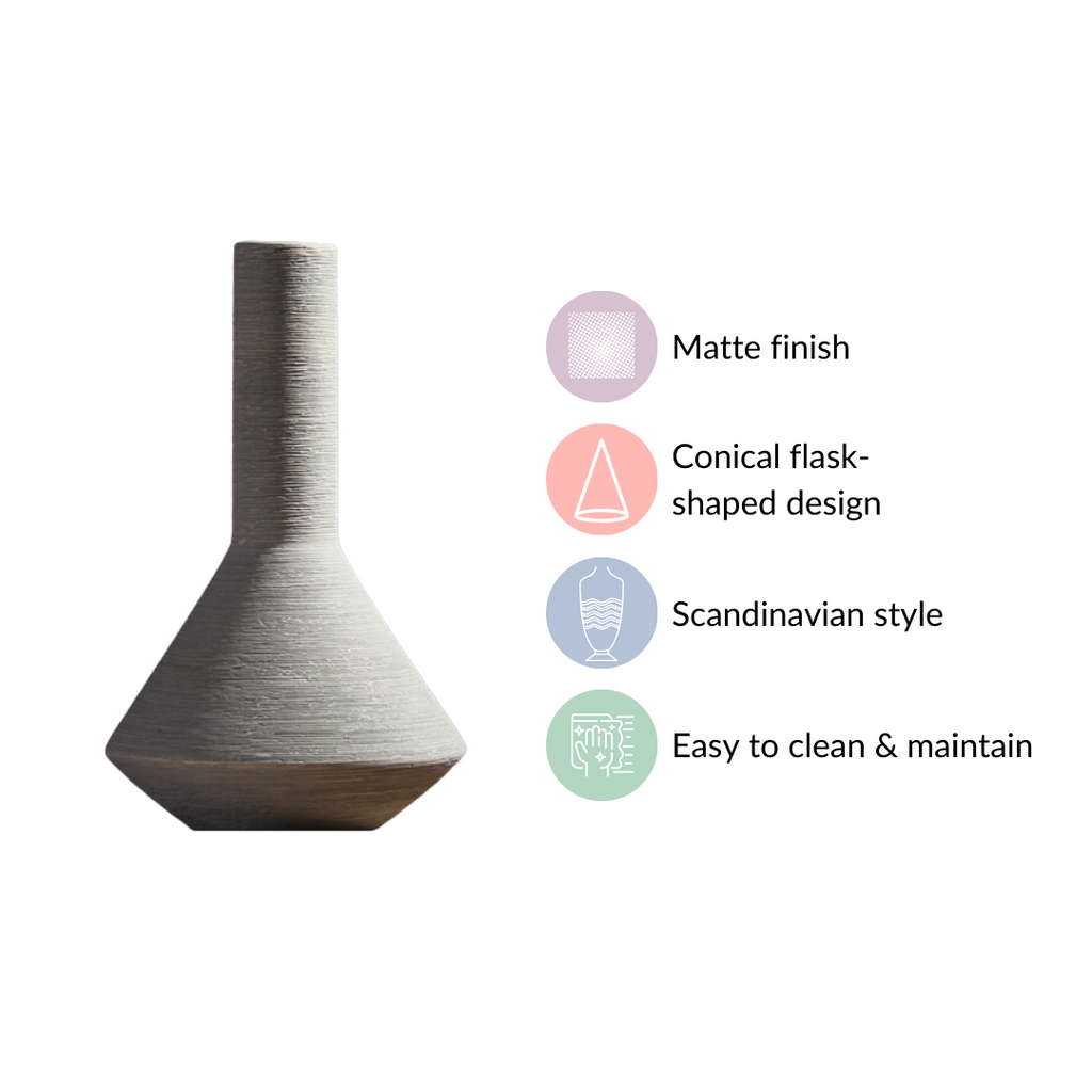Brushed Texture Scandinavian Vase Grey Nestasia