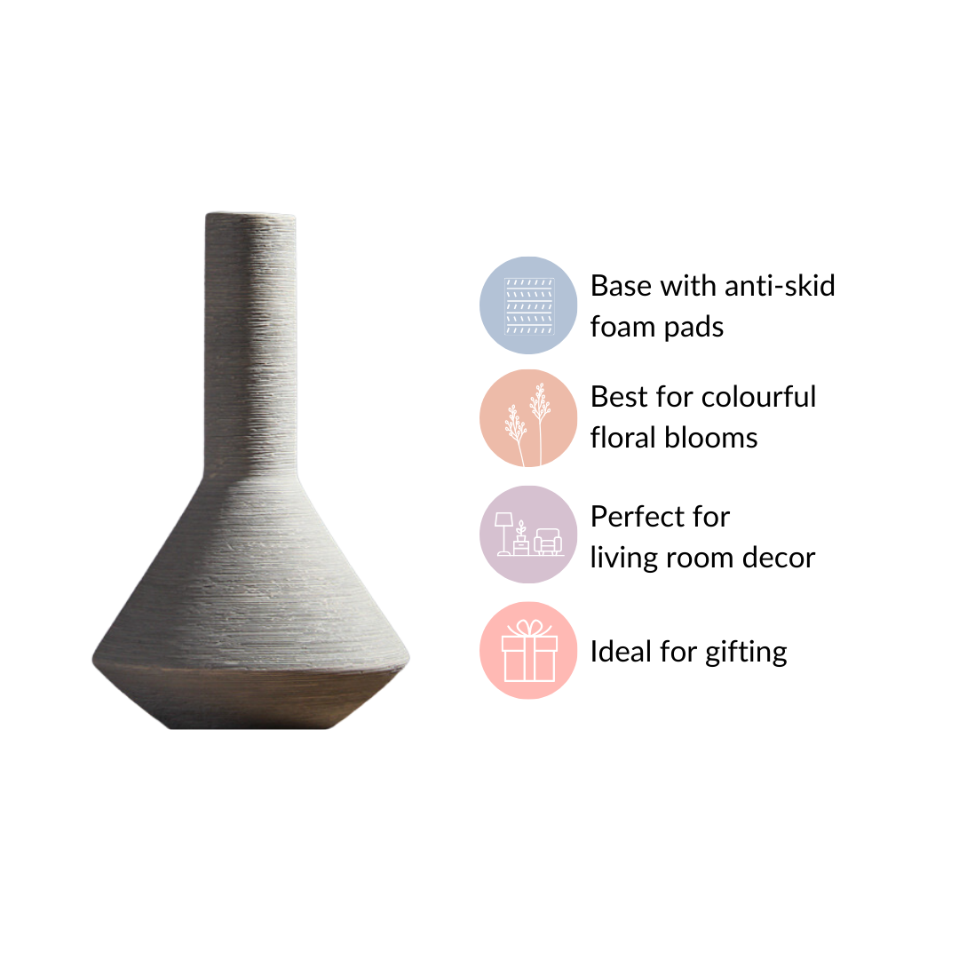 Brushed Texture Scandinavian Vase Grey Nestasia