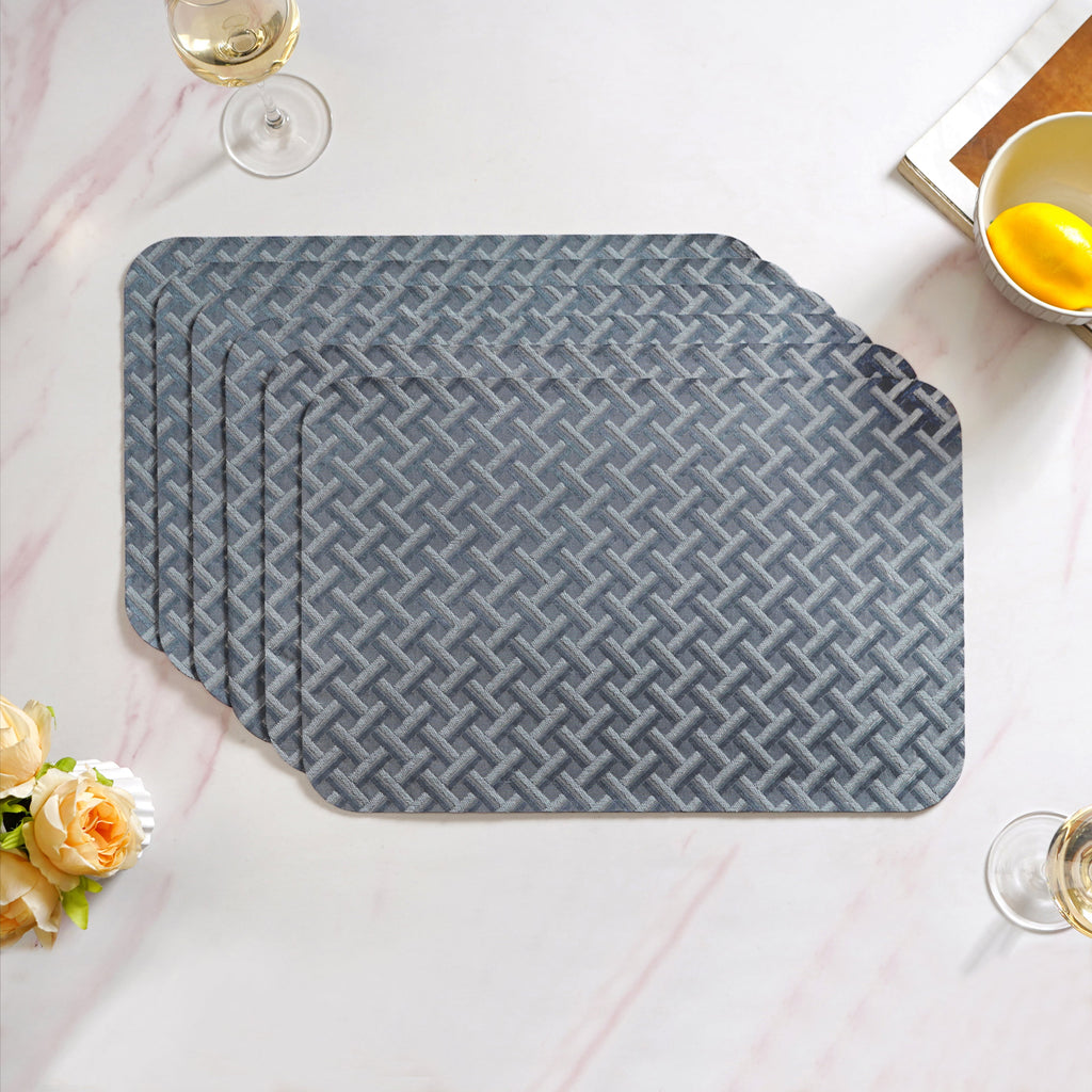 Greyish Blue Weave Pattern Tablemat Set Of 6 Nestasia