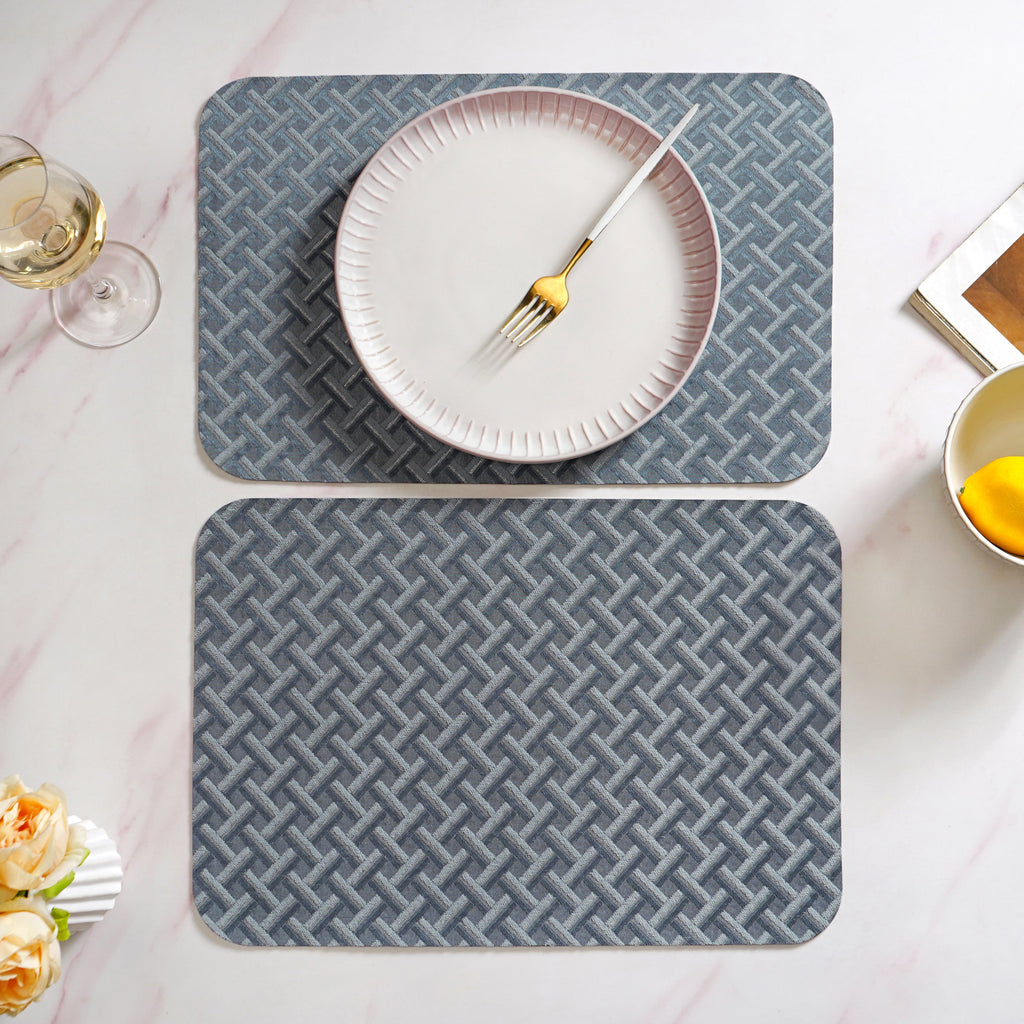 Greyish Blue Weave Pattern Tablemat Set Of 6 Nestasia