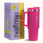 GripSip 40 Insulated Tumbler Bottle With Side Handle Electric Fuchsia Pink 1200ml Nestasia