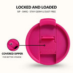 GripSip 40 Insulated Tumbler Bottle With Side Handle Electric Fuchsia Pink 1200ml Nestasia