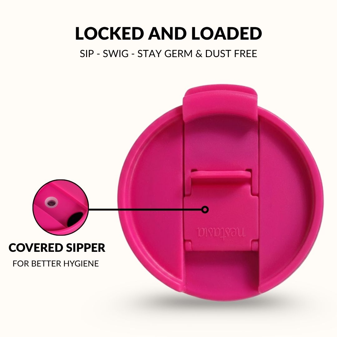 GripSip 40 Insulated Tumbler Bottle With Side Handle Electric Fuchsia Pink 1200ml Nestasia