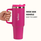 GripSip 40 Insulated Tumbler Bottle With Side Handle Electric Fuchsia Pink 1200ml Nestasia