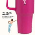 GripSip 40 Insulated Tumbler Bottle With Side Handle Electric Fuchsia Pink 1200ml Nestasia