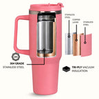 GripSip 40 Insulated Tumbler Bottle With Side Handle Living Coral Pop 1200ml Nestasia