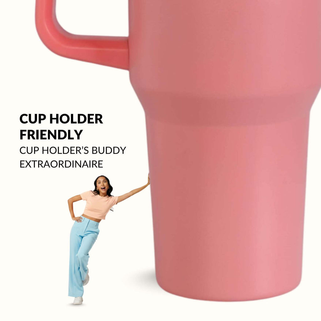 GripSip 40 Insulated Tumbler Bottle With Side Handle Living Coral Pop 1200ml Nestasia