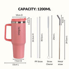 GripSip 40 Insulated Tumbler Bottle With Side Handle Living Coral Pop 1200ml Nestasia