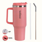 GripSip 40 Insulated Tumbler Bottle With Side Handle Living Coral Pop 1200ml Nestasia